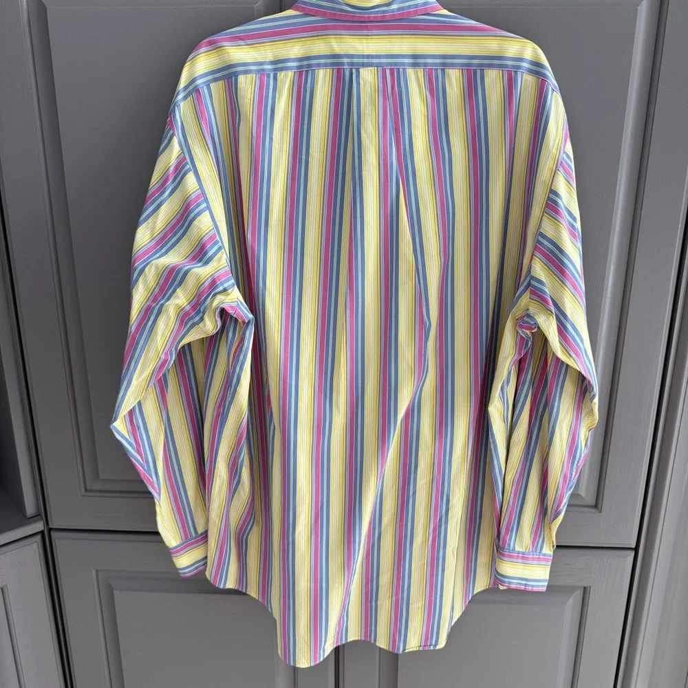 Vintage Polo Ralph Lauren Multicolor Rainbow Striped Button Down Shirt Size L - Picture 3 of 4